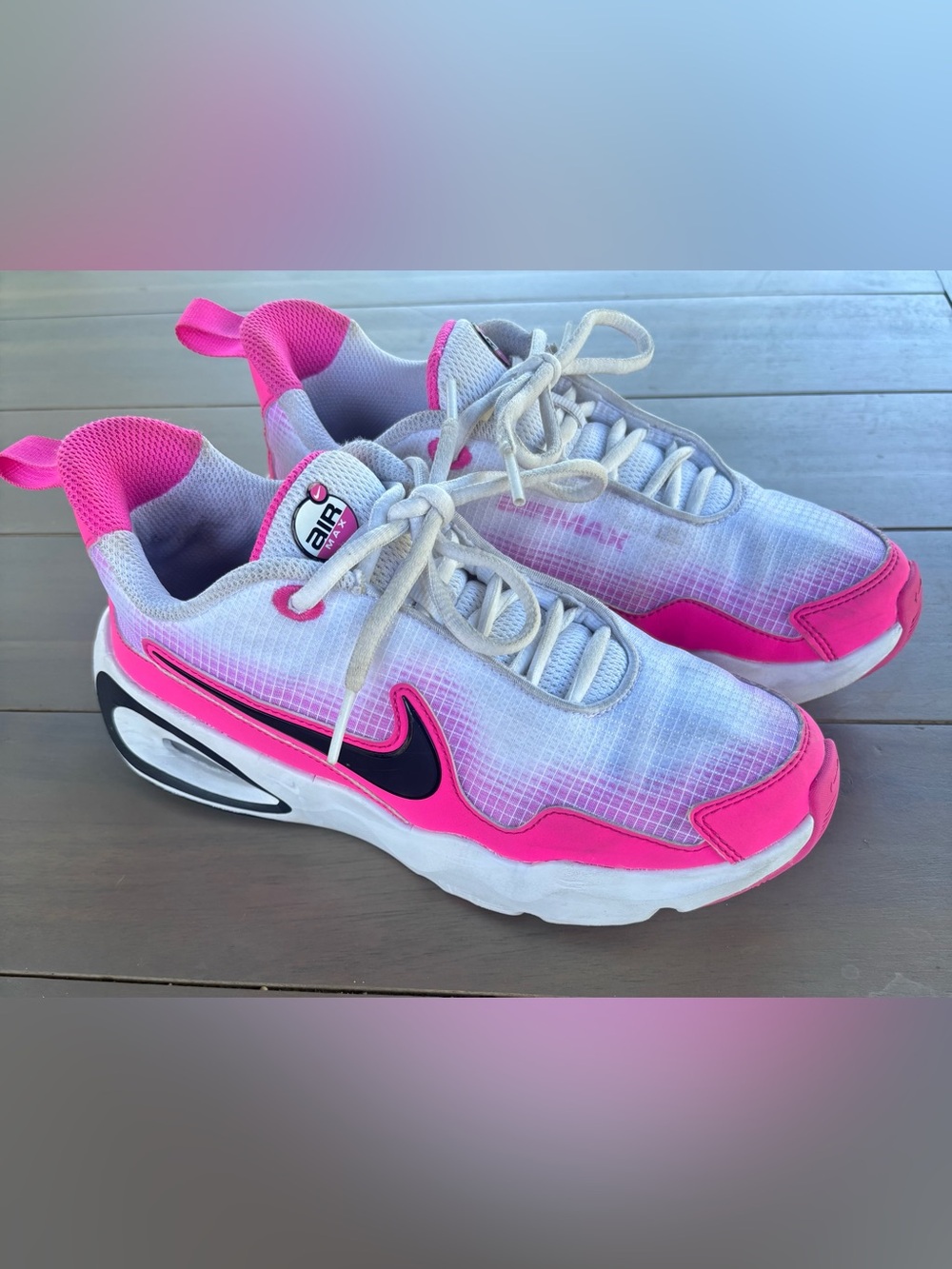 Nike White and Hot Pink Air Max Sneakers